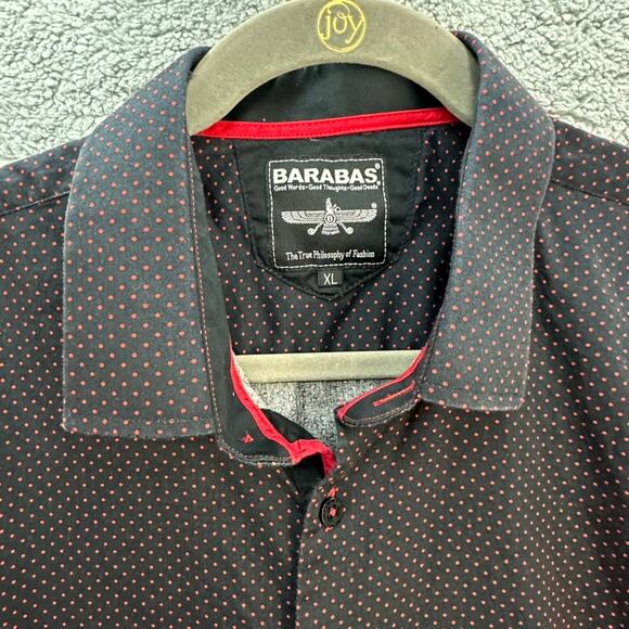 BARABAS men's XL Black Red Polka Dot Long Sleeve Button Up Evening Casual - Picture 3 of 12